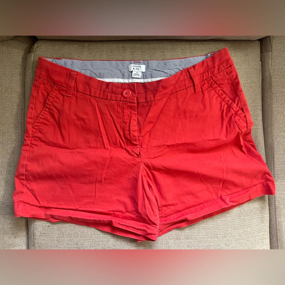 Crown & Ivy shorts, red, size 12, used but life left, inspect photos